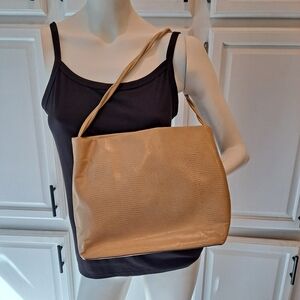 Talbots Beige Tan Italian Leather Snakeskin Vintage Shoulder Bag